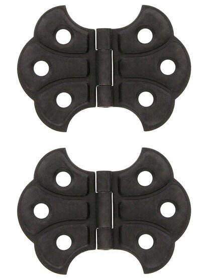Pair of Small Victorian Butterfly Cabinet Hinges - 1 3/8 H x 1 7/8 inch W in Oil Rubbed Bronze.